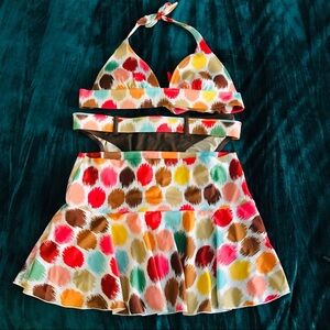 Victoria’s Secret Bikini Skirt Set Small Medium dots brown swim bathing suit